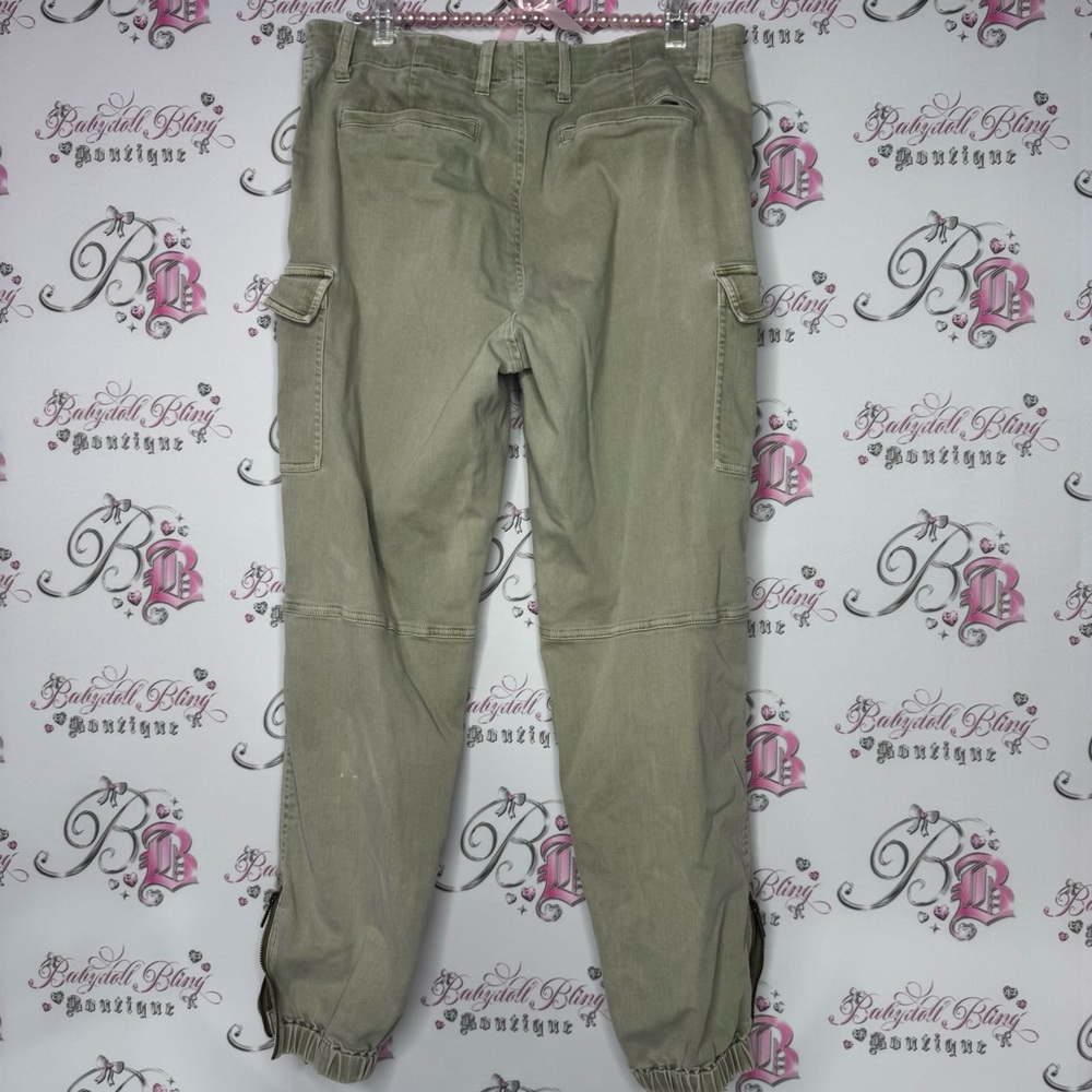 Michael kors cargo pants green olive military pockets zippers gold hardware - Picture 2 of 15
